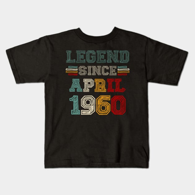 63 Years Old Legend Since April 1960 63rd Birthday Kids T-Shirt by Red and Black Floral